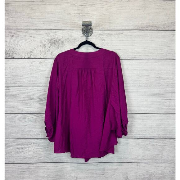 Chico's Plus Size Purple Fuchsia Tie Front Blouse Size 4/20W - Picture 7 of 8